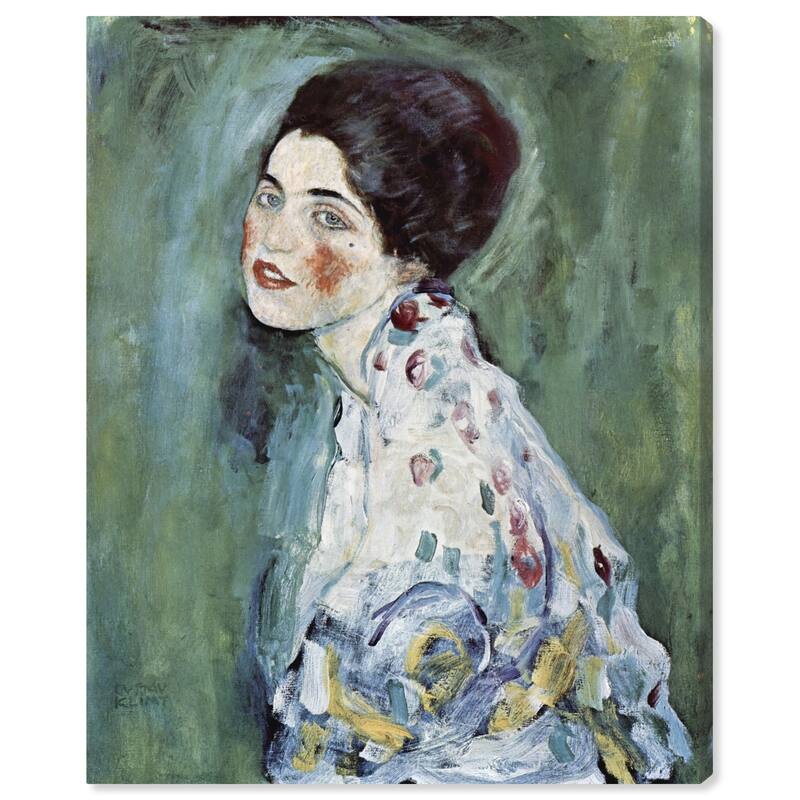 Wynwood Studio Canvas Fashion Gustav Klimt - Portrait of a Lady Green and Dark Green Modern & Contemporary Wall Art Canvas Print