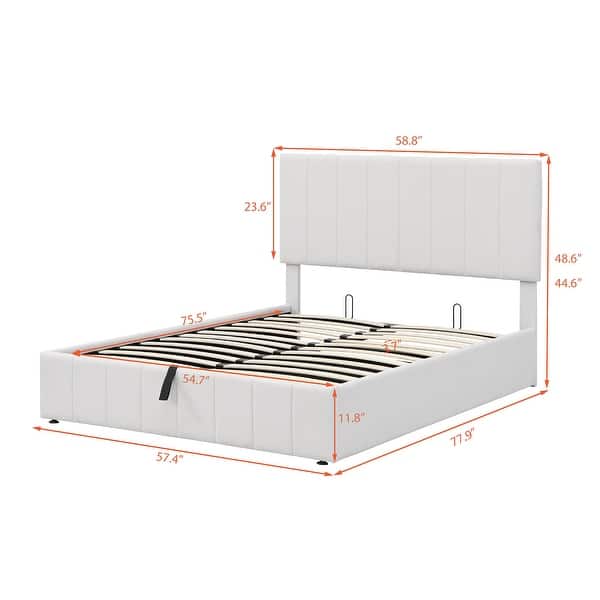 dimension image slide 1 of 3, Full Size Platform Bed with a Hydraulic Storage System Upholstered Storage Bed for Kids Teens Adults Space-Saving, Easy Assembly