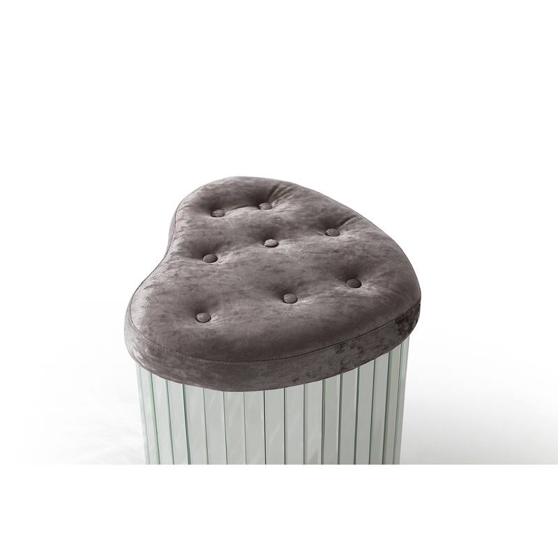 Decor Brownish Gray Heart Shape Velvet Upholstered Ottoman