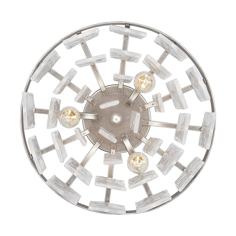 Golden Lighting Ciara 3-light Flush Mount in Peruvian Silver