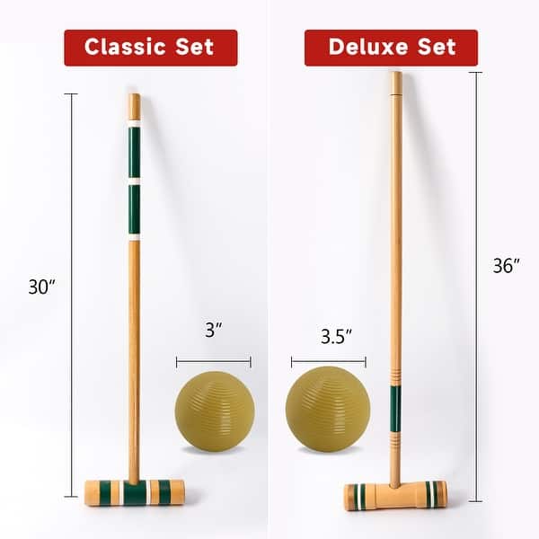 dimension image slide 0 of 3, GSE™ Classic 6-Player Croquet Set with 6 Mallets & Croquet Balls, 9 Wickets, 2 Stakes and a Carrying Case - Croquet Set