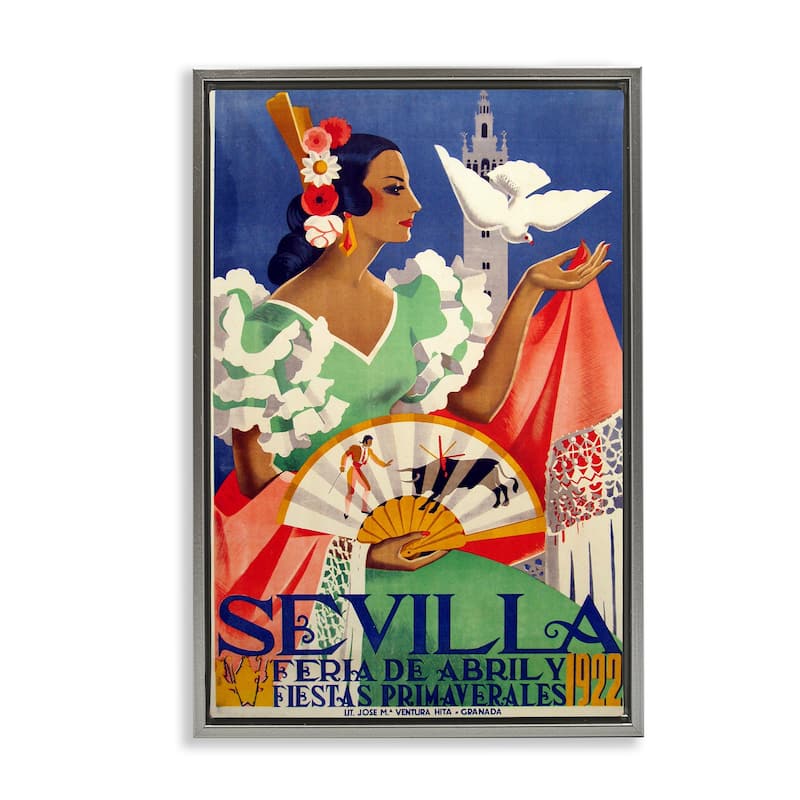 Stupell Seville Vintage Culture Framed Floater Canvas Wall Art Design By Marcus Jules - 21 x 31 - Grey