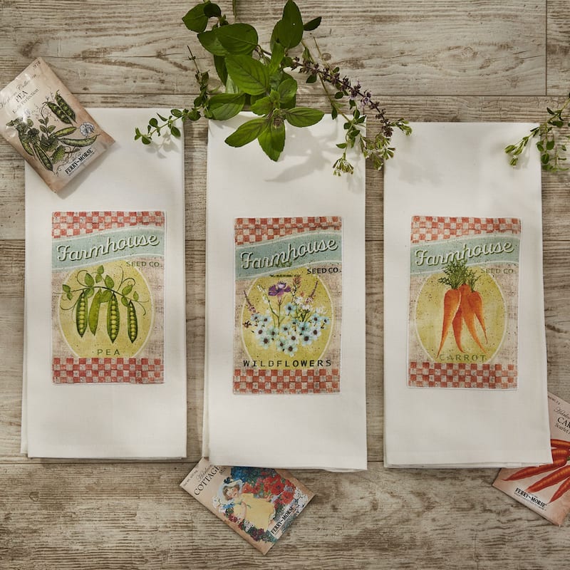Park Designs Farmhouse Seed Co. Peas Dishtowel Set of 2 - 28 x 18 x 0.2