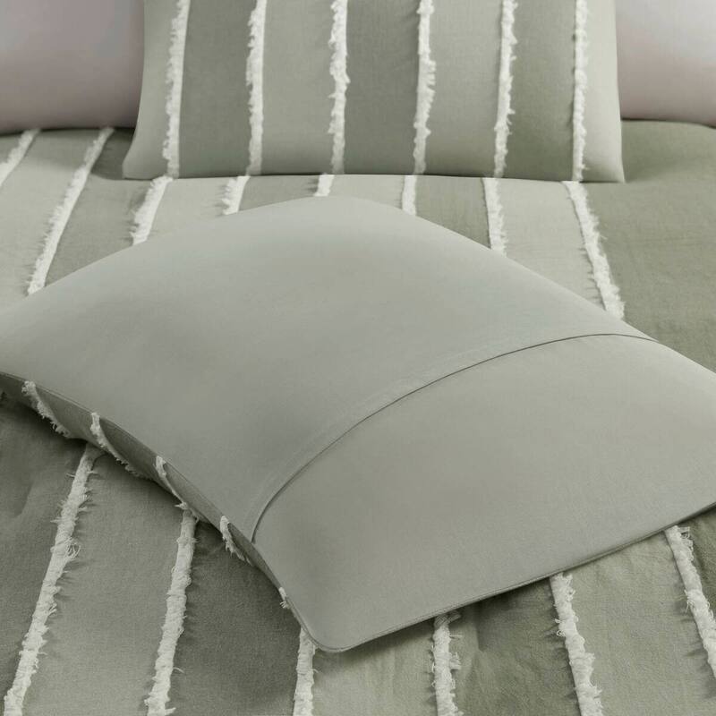 GDF Studio - Marceline Striped Cotton 3-Piece Comforter Set with Clip Jacquard Trim