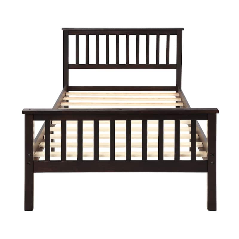 Stylish Twin Pine Wood Bed Frame - Durable Platform Bed with Elegant Headboard