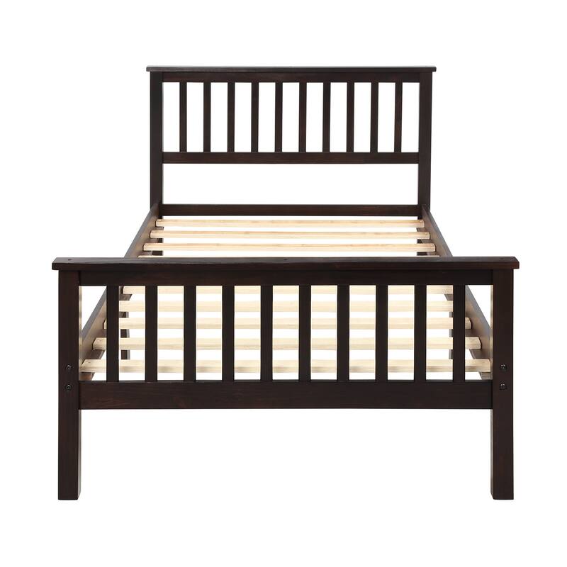 Wood Platform Bed with Headboard and Footboard