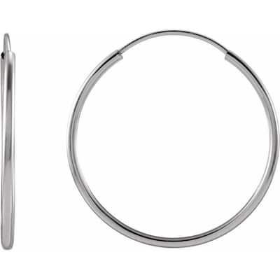 Curata 14k White Gold 20x1mm Polished Endless Flexible Tube Hoop Earrings