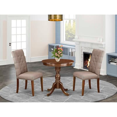 3-Piece Mahogany Finish Solid Wood Top - Dining Room Set - Seats 4