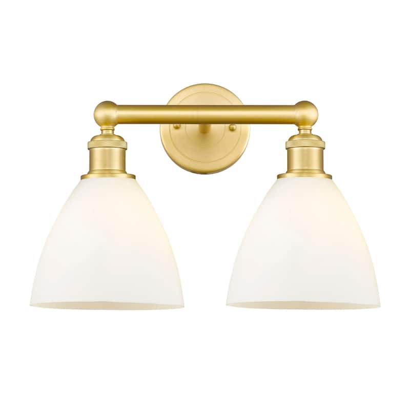 Innovations Lighting 616-2W-12-17 Bristol Vanity Bristol Glass 2 Light - Satin Gold / Matte White