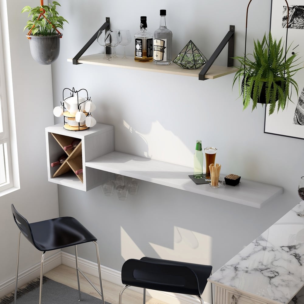 Hazen Mid-century Modern 4-Bottle Floating Wine Rack by Furniture of America