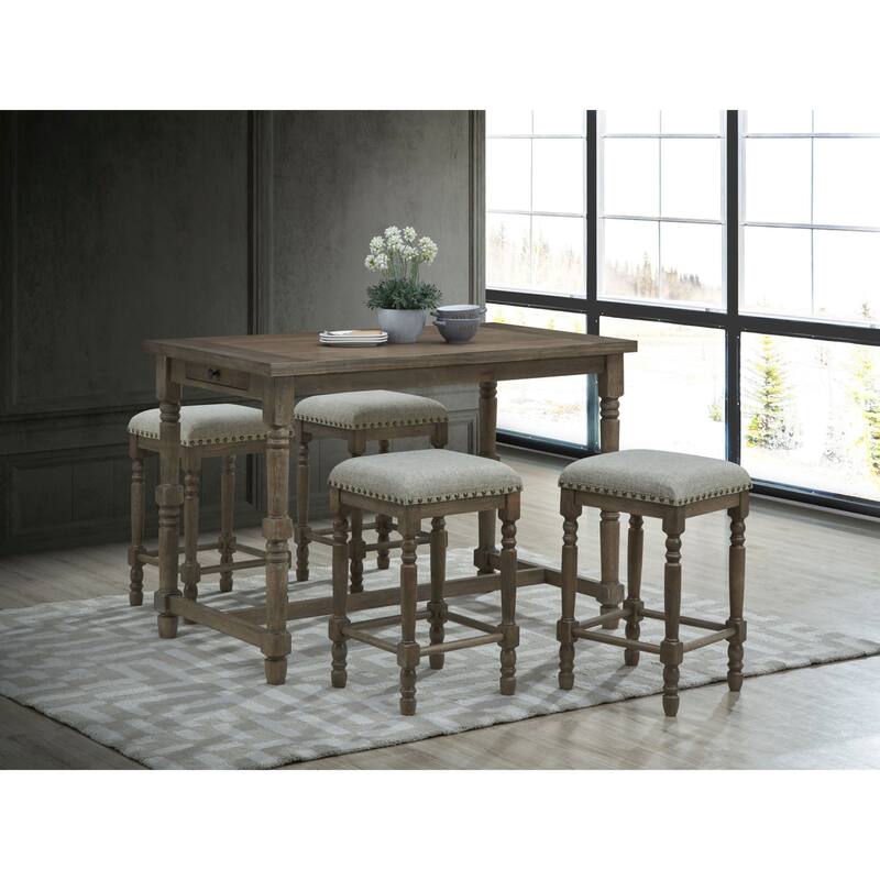 2-Drawer Solid Rectangular Bar Table - 54" - Walnut Brown
