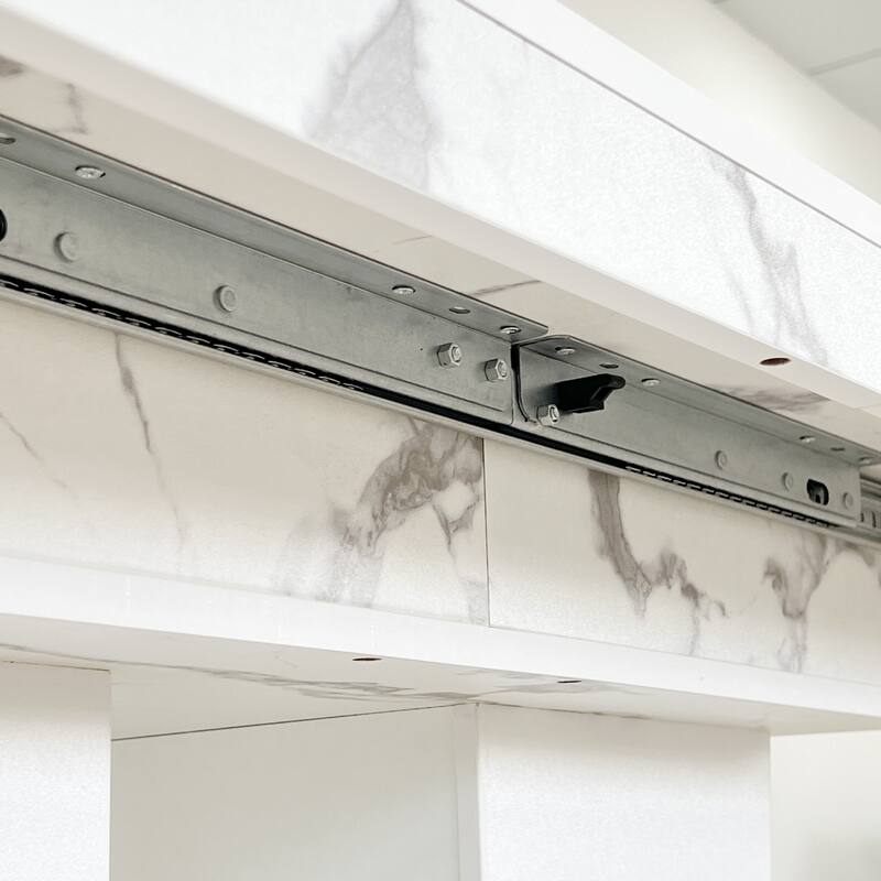 Extendable Dining Room Table, Wooden Kitchen Table with Double Pedestal Base, Large Meeting Table Home Office Table