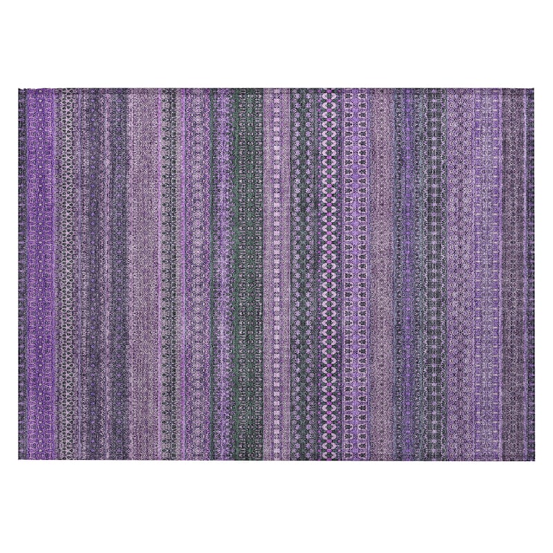 Machine Washable Indoor/ Outdoor Moroccan Stripes Chantille Rug