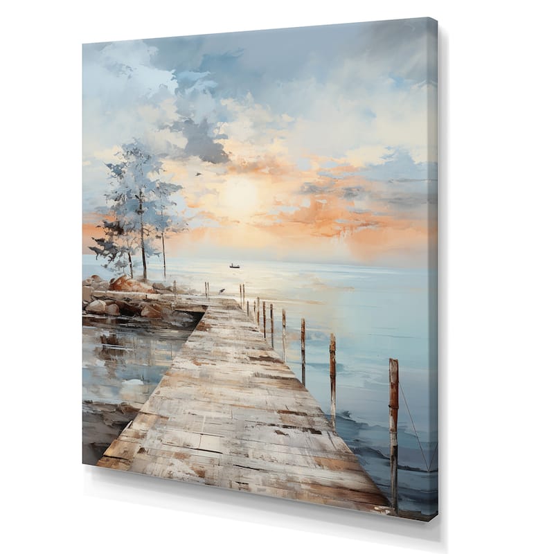 Designart "Pier And Dock Seaside III" Coastal Pier Wall Decor