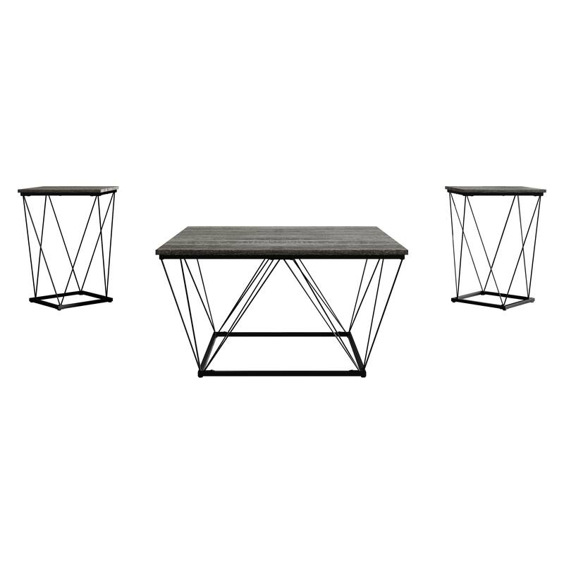 CraftPorch Minimalist 3- Pieces Coffee Table Set - Dark Grey - 7'6" x 10'9" - Wood