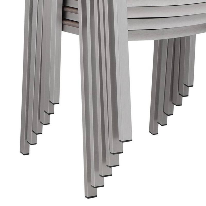 Fifi 7 Piece Dining Table Set, Gray Metal Frames, Smooth Textilene Fabric
