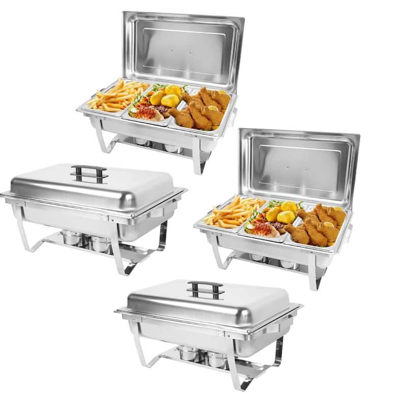 Three-Compartment Buffet Chafing Dishes and Warmers Sets for Parties Wedding - 4 Pcs