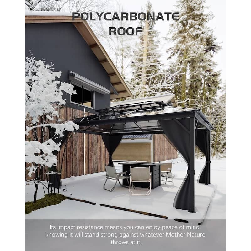 12'x16' Hardtop Gazebo for Patio, Deck, Backyard, Lawn, and Garden - 12X16 Ft