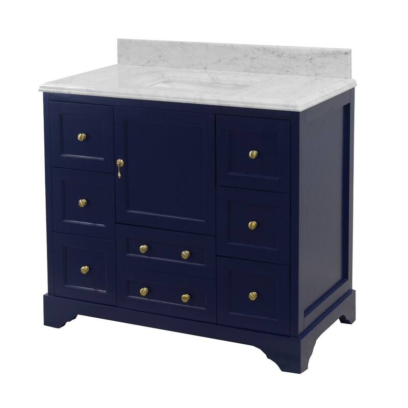 KitchenBathCollection Madison 42" Bathroom Vanity with Carrara Marble Top