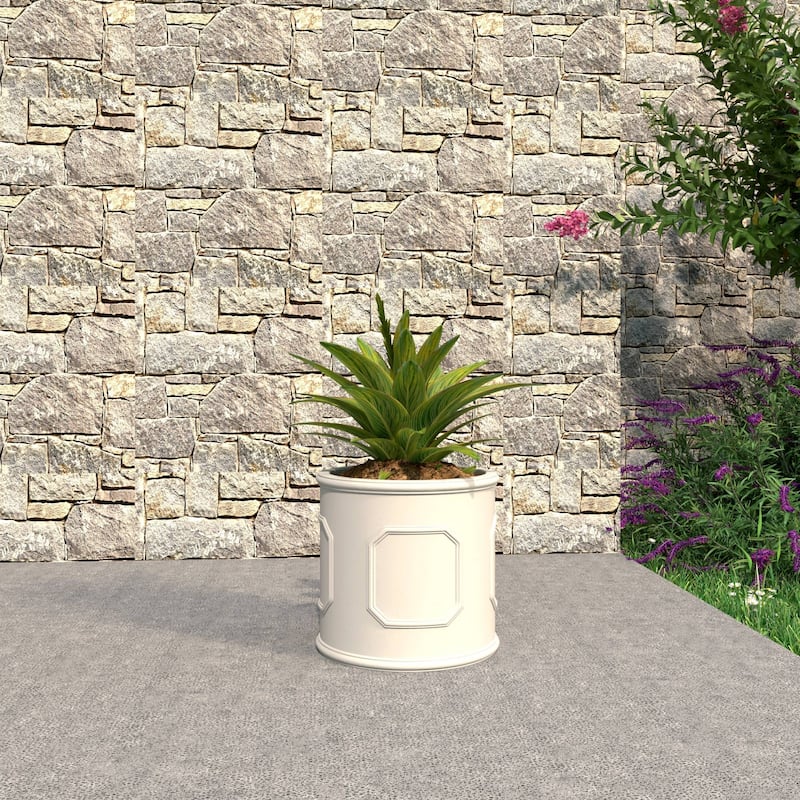 Meadow Round Fiberstone and MGO Clay Planter with Drainage for Indoor Outdoor Home Office Yard Patio Porch Decor