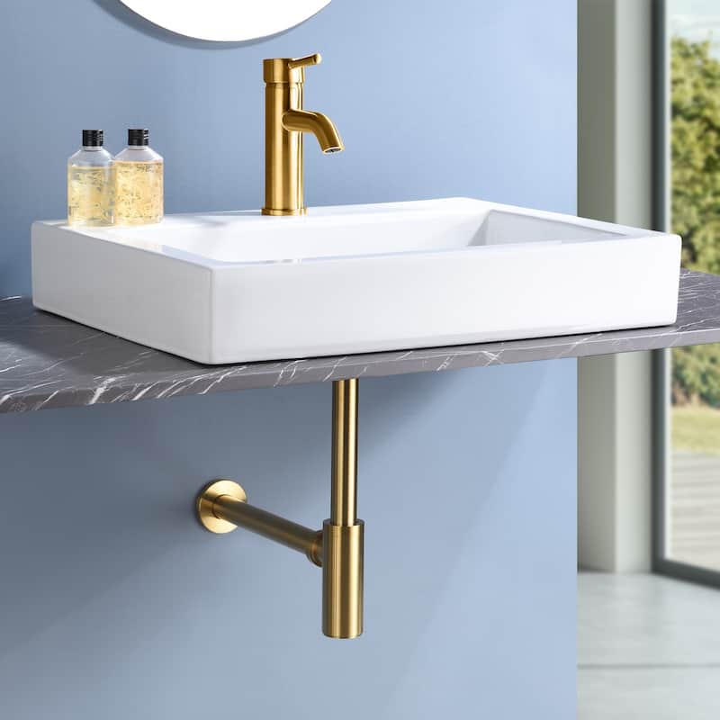 Luxier BPT01 Designer 1-1/4 in. Round Bottle Trap P-Trap - Brushed Gold