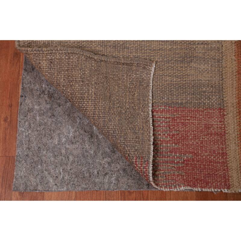 Hand Woven Oriental 100% Jute Carpet Southwestern Modern Brown Kilim Area Rug - 13' 8'' X 10' 3''