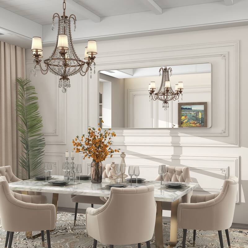 Modern Metal Frame Wall Mounted Bathroom Vanity Mirror