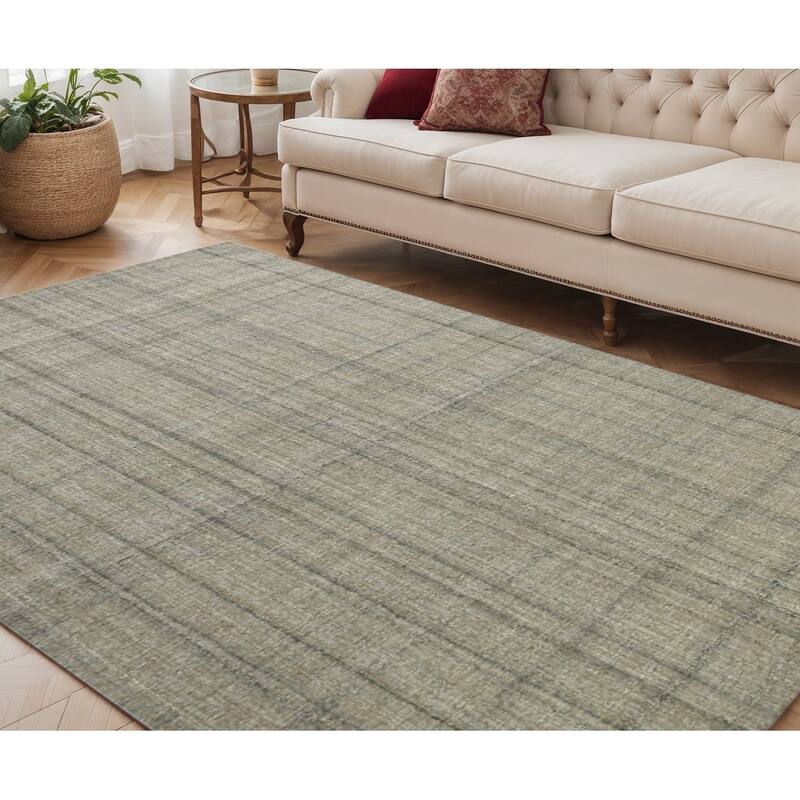 HomeRoots Plaid Transitional Rectangle Area Rug - 90.00 in. x 60.00 in.  x 0.45 in.