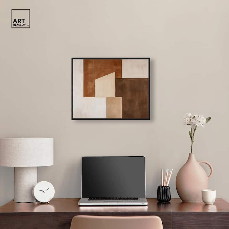 Cream and Brown Panels I Canvas by Art Remedy