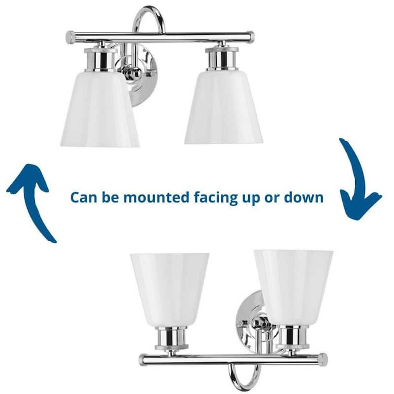 Ashford Collection 2-Light Polished Chrome Opal Glass Farmhouse Wall Light
