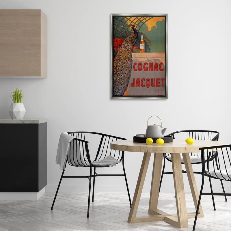 Stupell Vintage Cognac & Peacock Framed Floater Canvas Wall Art Design By Marcus Jules