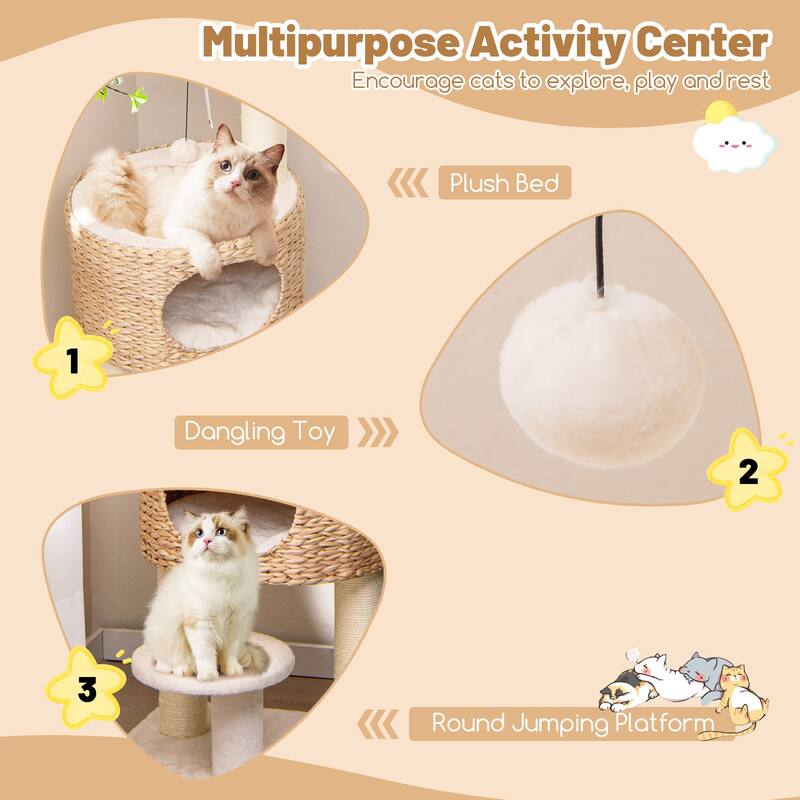 Spacious Cat Tree with Scratching Posts and Cozy Hideaway