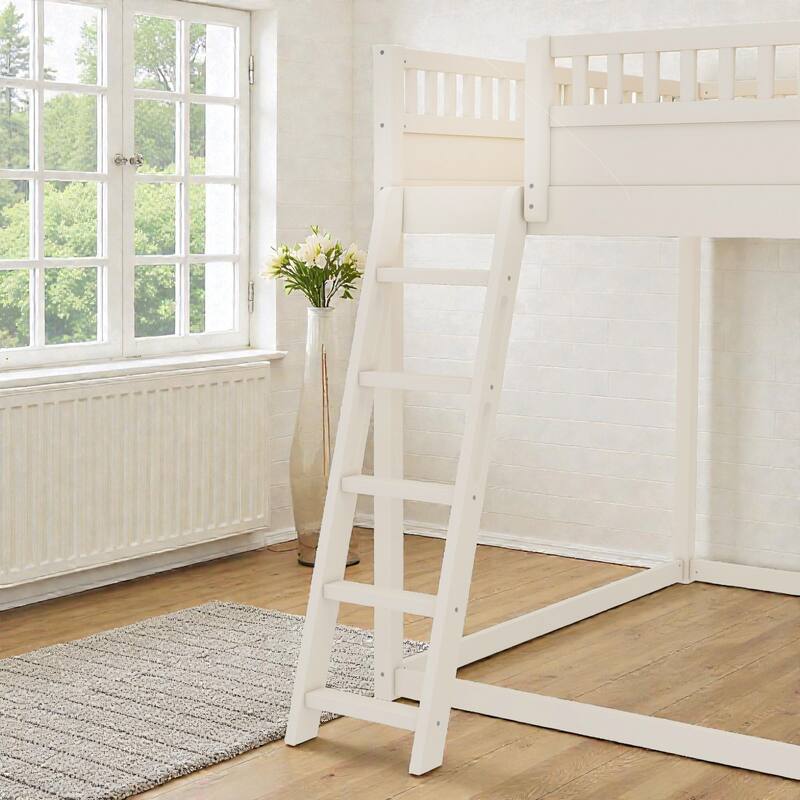 Loft Bed with Upholstered Headboard, Storage Shelves, Ladder and Slide, Solid Wood Frame