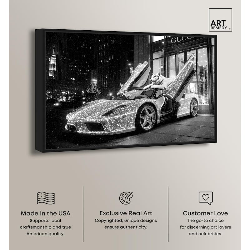 Glistening Tiger and Car Canvas by Art Remedy