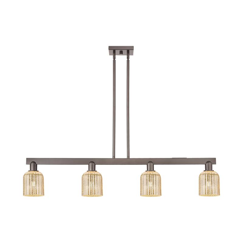 Innovations Lighting Downtown Urban - Bridal Veil - 4 Light 48" Stem Hung Island Light - Mercury/Oil Rubbed Bronze