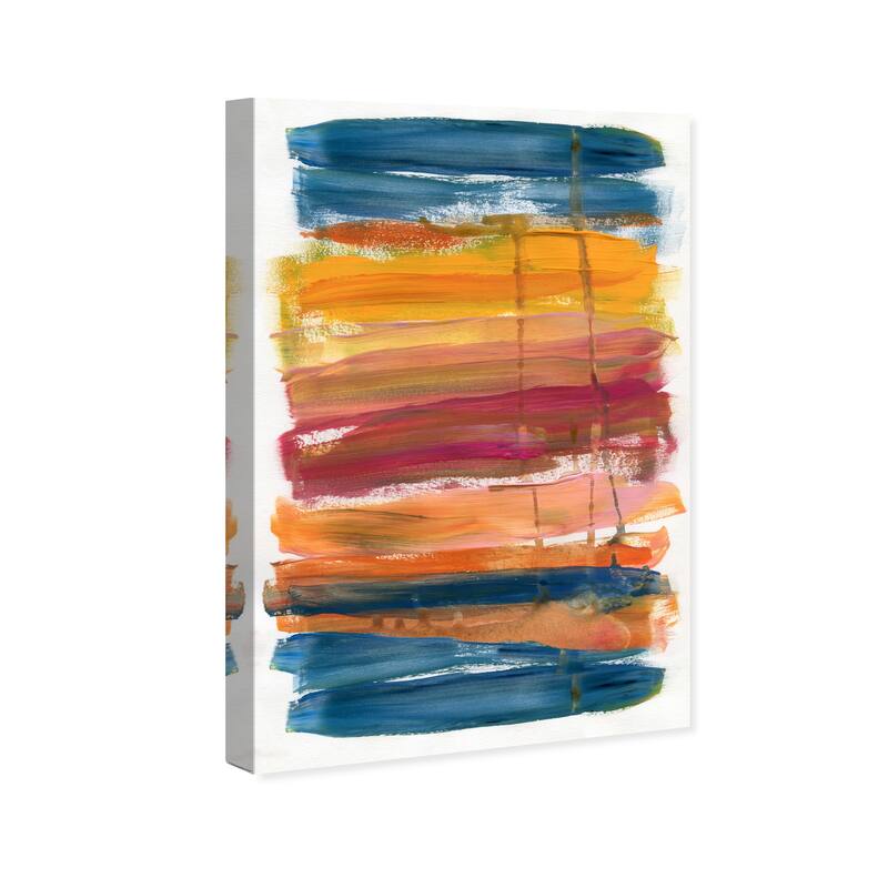 Wynwood Studio Abstract Abstract Burger Sandwich Blue and Dark Blue Modern & Contemporary Wall Art Canvas Print
