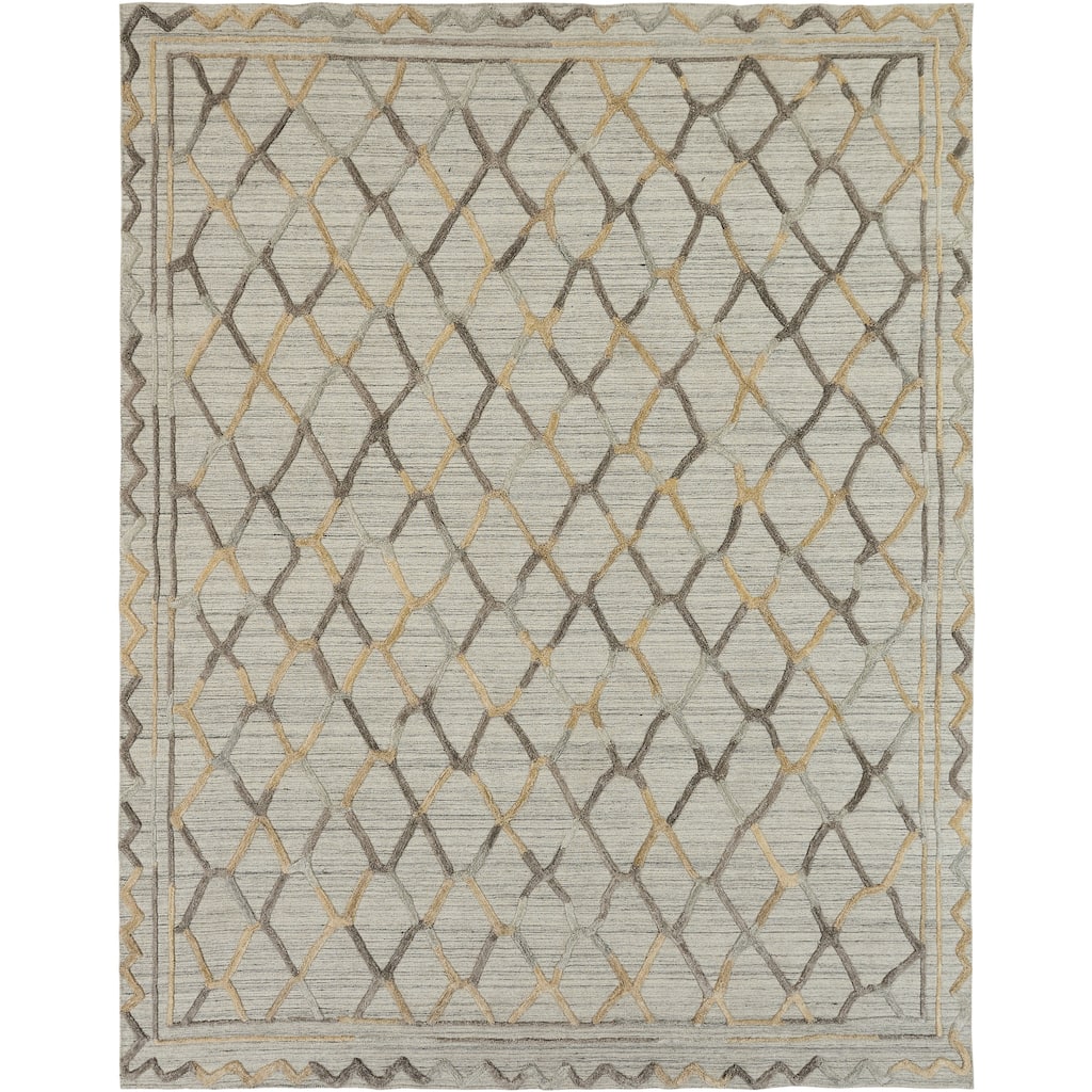 Modern Multi-Colored Hand-Loomed Wool & Viscose Area Rug