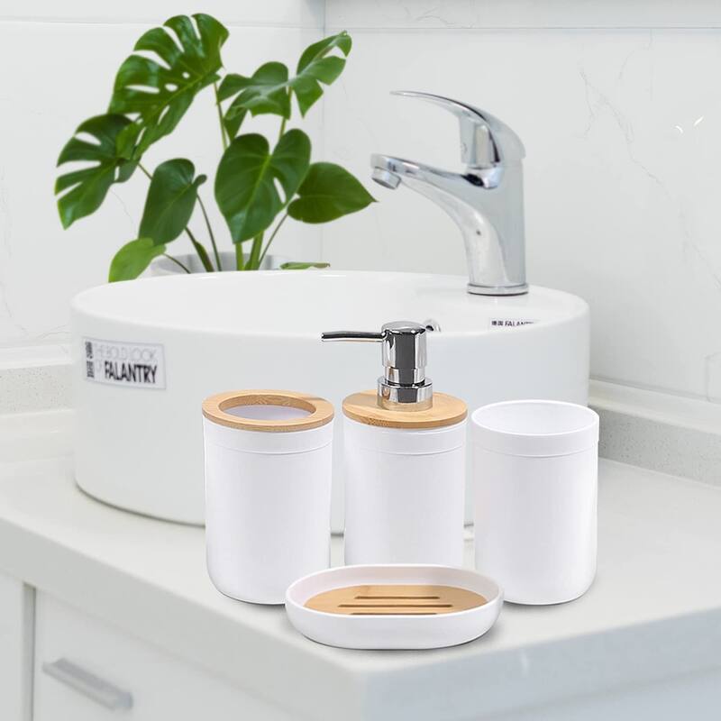 7 Pieces Bamboo Bathroom Accessories Sets