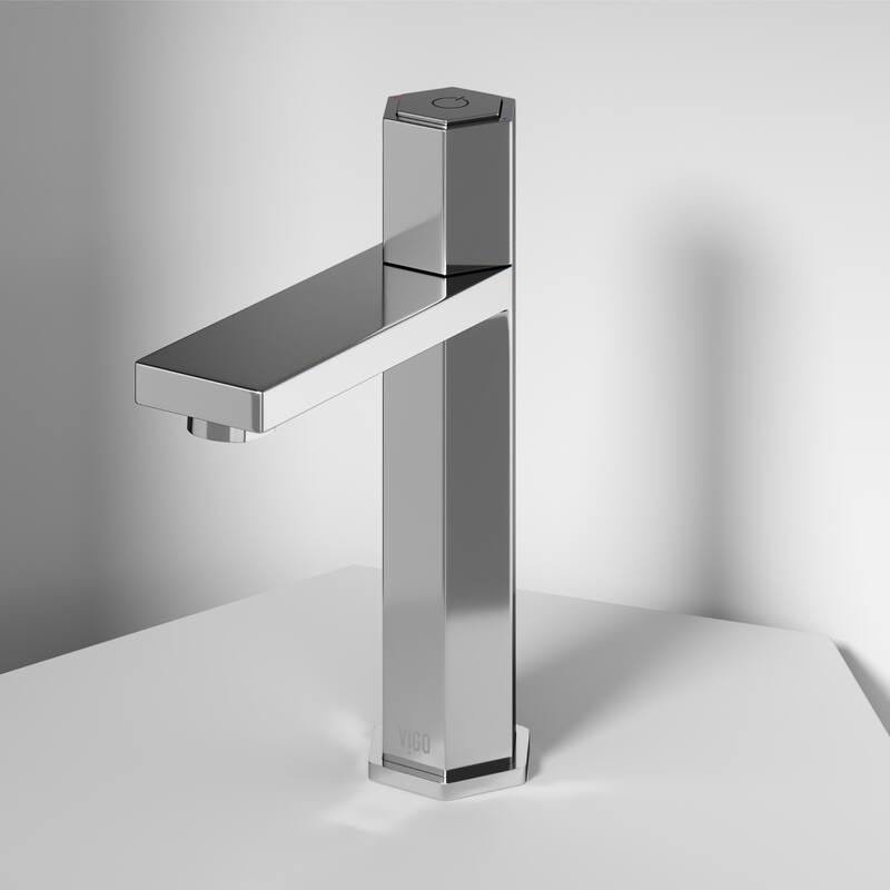 VIGO Nova 8" H Button Operated Single Hole Bathroom Faucet - Without Extras - Chrome