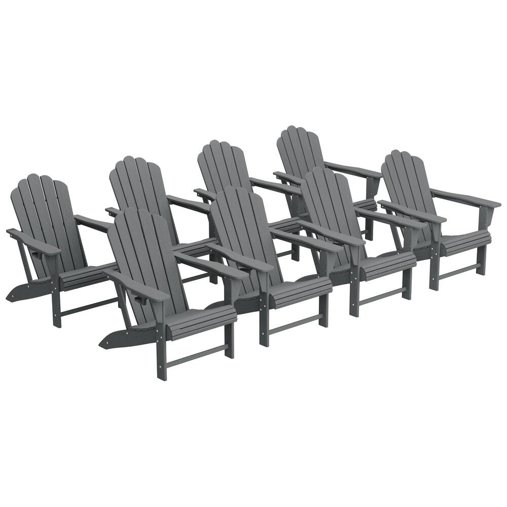 Aderson Outdoor Poly Adirondack Chairs with Cupholders (Set of 8)