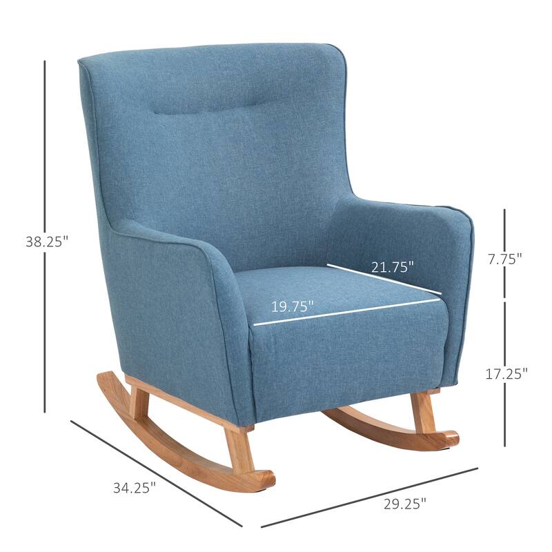 HOMCOM Modern Rocking Sofa Armchair/Lounge Chair with Thick Padding, Winged Back for Living Room, or Bedroom, Greige
