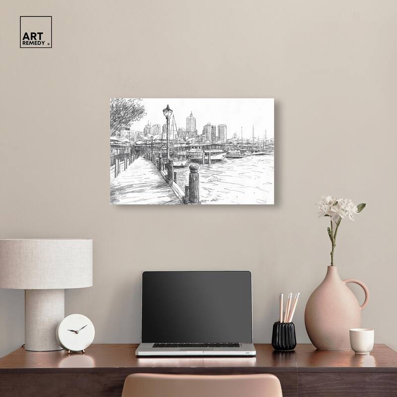 Harbour City Ink Canvas by Art Remedy, Gallery Wrapped