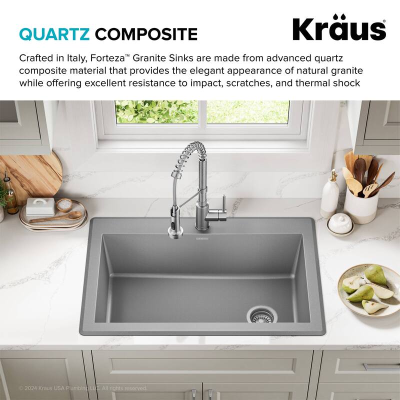 KRAUS Forteza Granite 33 inch Undermount Drop-in Kitchen Sink