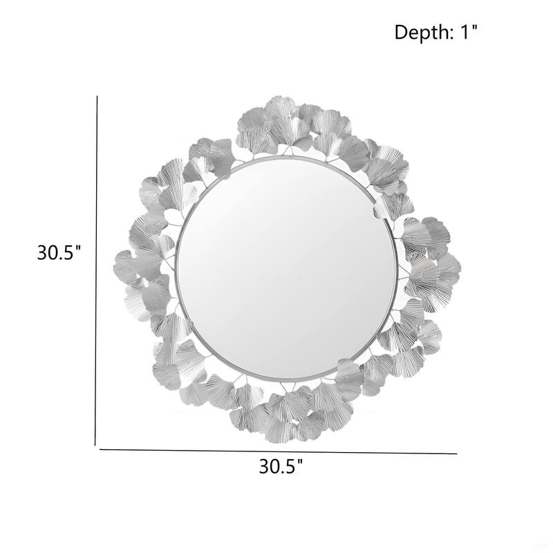30.5" Ginkgo Leaf Round Wall Mirror 30.5 Inch Martha Stewart