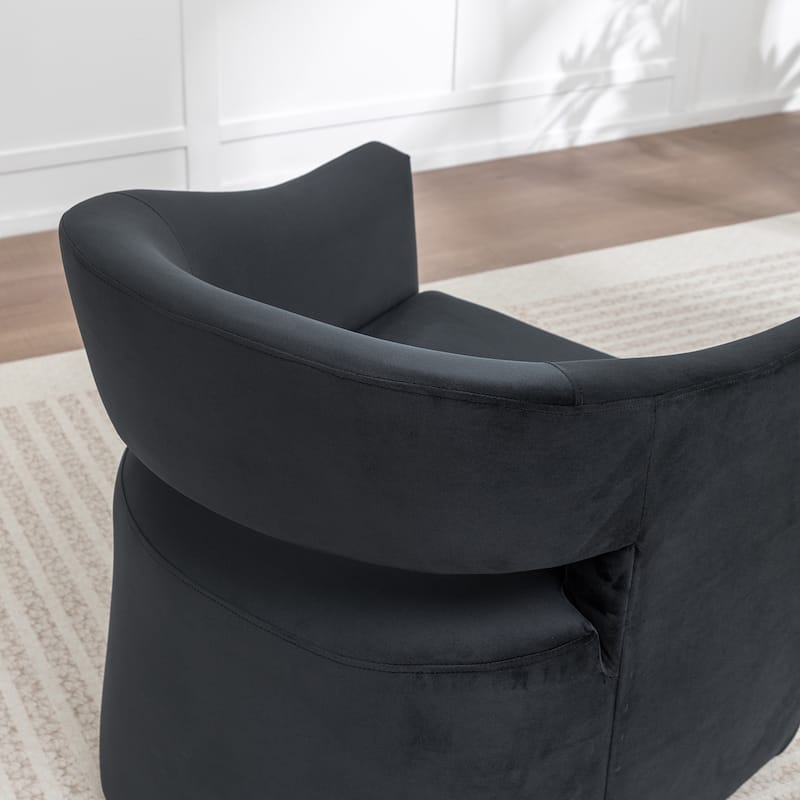 SEYNAR Modern Glam Velvet Accent Armchair Open Back with Ottoman