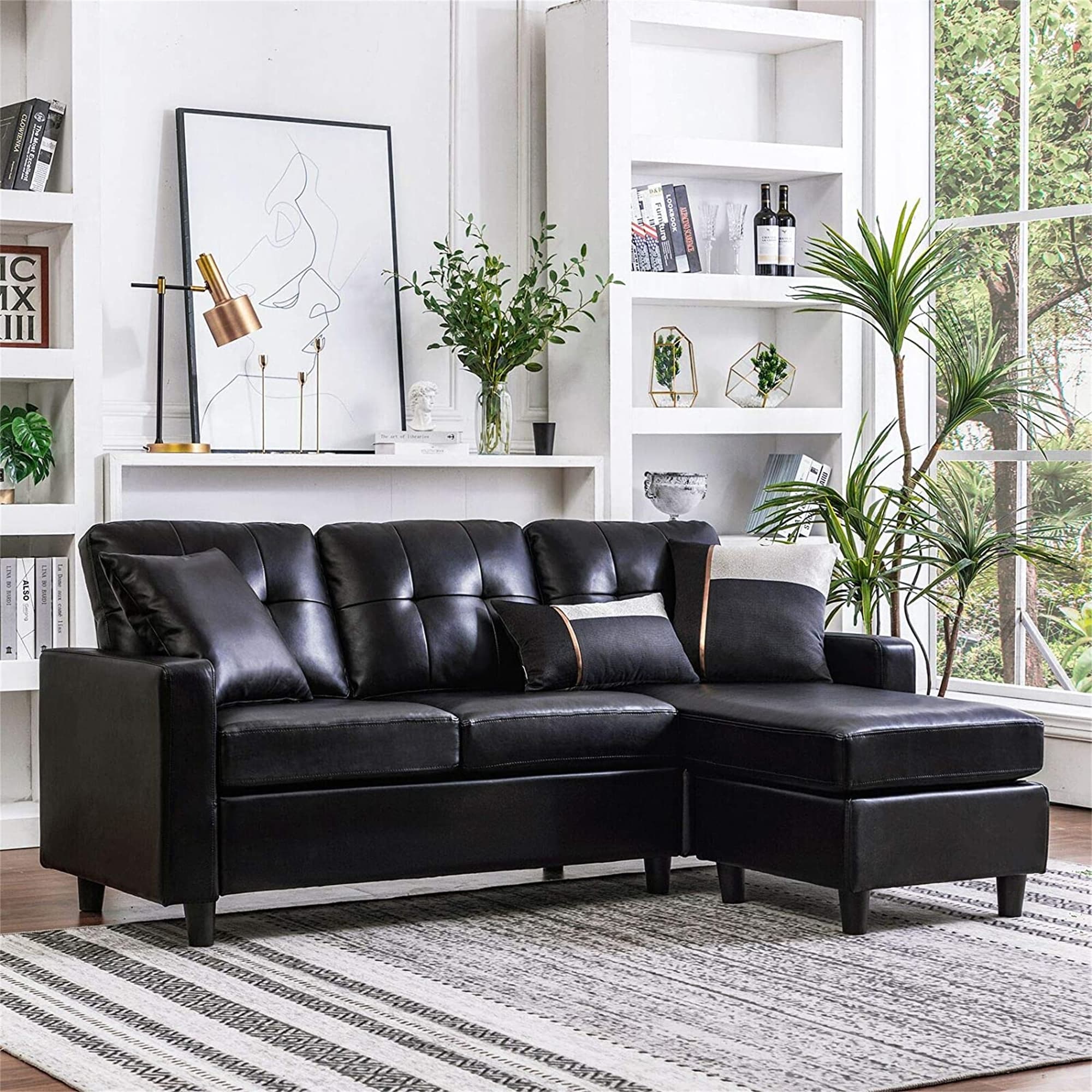 Convertible Sectional Sofa Couch L Shaped Sofa Couch with Faux