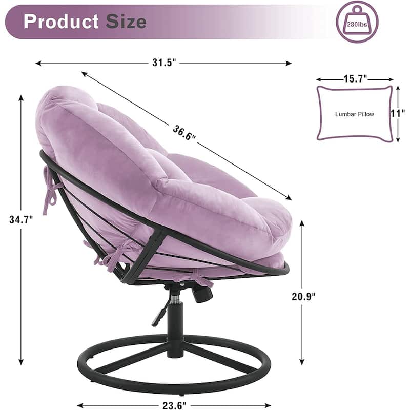 MCombo Gas Lift Swivel Papasan Chair with Height Adjustment, Velvet HQ405