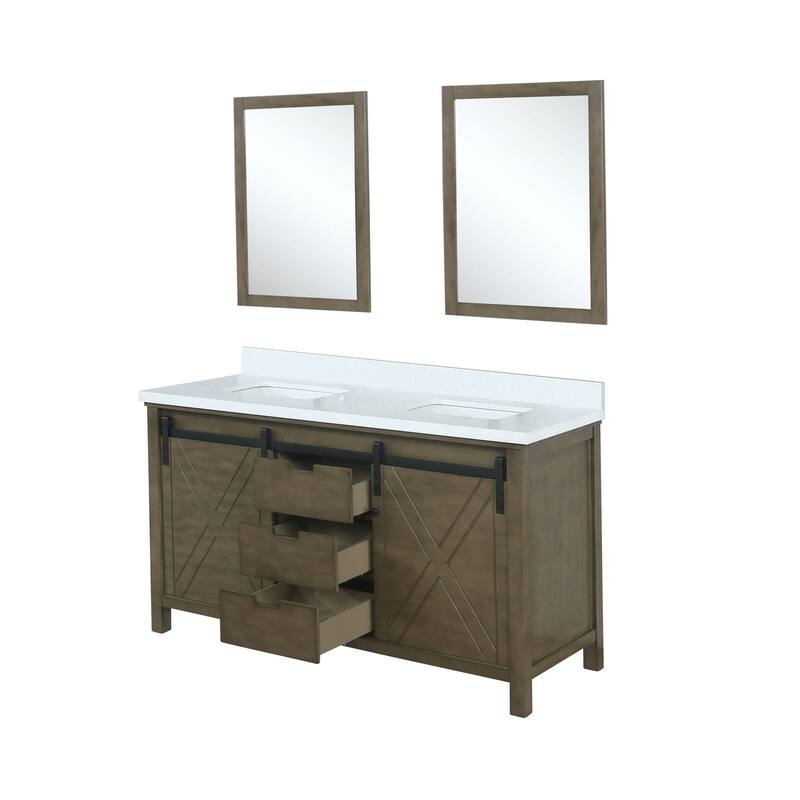 Marsyas Brown Bath Vanity, Cultured Marble Countertop and Mirrors