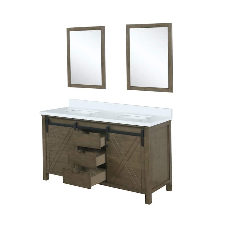 Marsyas Brown Bath Vanity, Cultured Marble Countertop and Mirrors