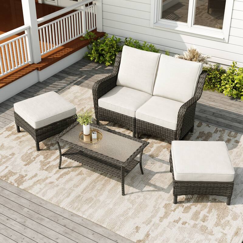 Rattan Outdoor Sectional Set with Modular Seating